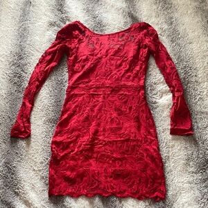 4/$30 Red Lace Long-Sleeve Bodycon Dress